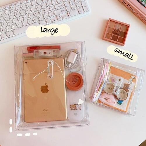 Transparent Waterproof Winding Cosmetic Bag Organizer Makeup Case Handbag Stationery material Storage Pouch Toiletry Wash Bag