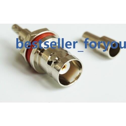 BNC Q9 Female Plug with Nut Bulkhead Window Crimp for RG316 RG174 RG179 LMR100 Brass RF Coaxial Cable BNC Solder Connector b
