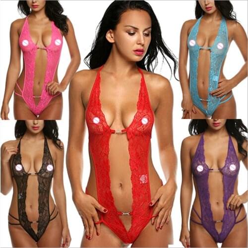 S M L XL Plus Size Deep V Hot Women Erotic Lingerie Underwear Ladies Open Bra See Trough Erotic Sexy Lace Teddy Babydoll