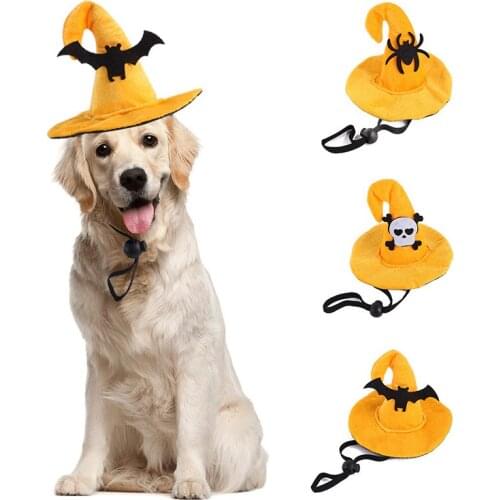Pet Dog Cat Costume Adjustable Halloween Hat Pumpkin Spider Skull Cute Decor Cap Funny Cat Headgear Small Dogs Accessories