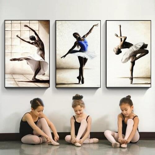 Self-adhesive Wall Stickers Ballerina Wall Art Black Girl For Room Decoration Wall Decor Tango Sexy Dancer Posters And Prints