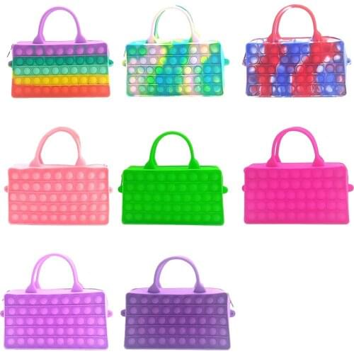 Silicone Storage Bag Handbag Pencil Case Push Bubble Fidget Toys Soft Press Children Adult Stress Relief Sensory Squeeze Toys