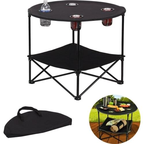 Metal Frame Preferred Nation Folding Table Polyester 4 Mesh Cup Holders Compact Foldable Folding Table