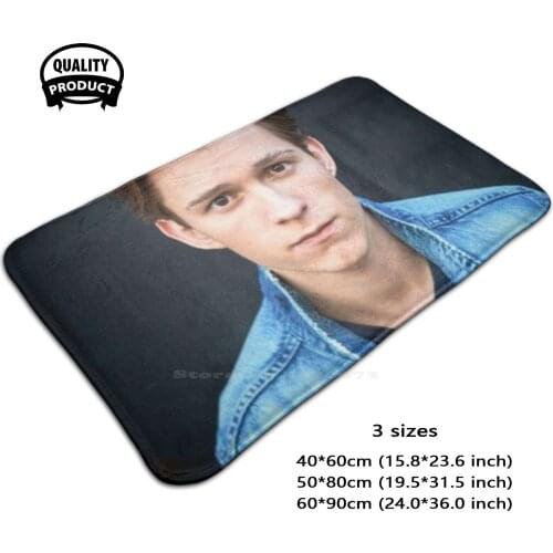 Tom In Comfortable Door Mat Rug Carpet Foot Pad Tom Holland Jacket Spider Spider Senses Man Cartoon Movie Actor Celebrity Blue