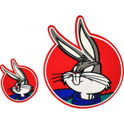 Iron on Animal Patches for Clothing Easter Rabbit Badges Stripes Stickers for Kids Embroidered Patches for The Clothing Applique