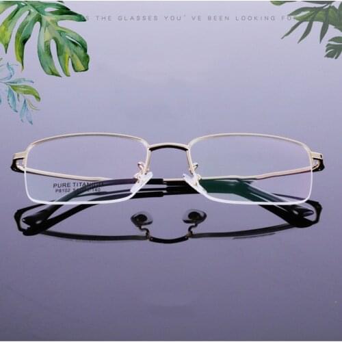 Veshion Titanium Glasses Frame Men Half Rim Eye Glasses Frames for Male Square Spectacle Glass Ultra-light Vintage Myopia Retro