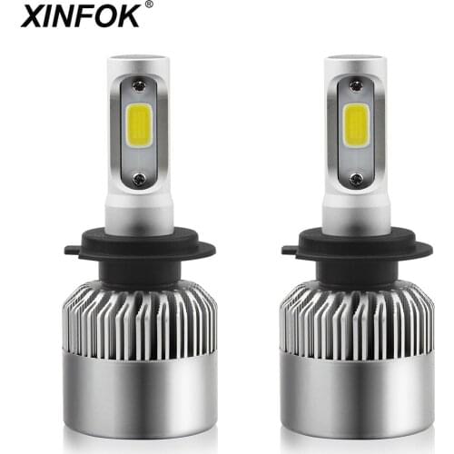 XINFOK 2Pcs H4 H7 LED H11 H8 9006 HB4 H1 H3 HB3 H9 H27 72W White 6500K Car Headlight Fog Lights