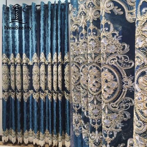 2021 New European Style Living Room Bedroom Jacquard Hollow Embroidered Curtains Blackout Curtain Finished Product Customization