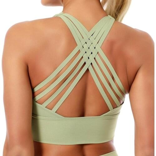 Fitness Bra For Women Crop sport Tops Push Up Shockproof Cross Yoga Running Gym Training Workout Femme Padded Underwear Female