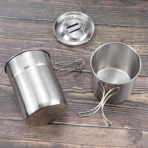 1 Set Camping 304 Stainless Steel Picnic Mug Set Beer Mug Convenient Folding Handle Water Glass Portable outdoor Tableware