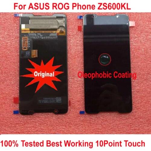 100% Original AMOLED LCD Display Touch Screen Panel Digitizer Assembly Sensor For 6.0" ASUS ROG Phone ZS600KL Mobile Parts