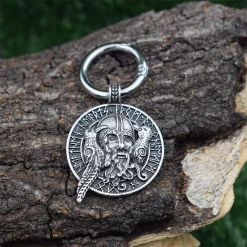 12pcs Viking Raven of Odin 's Symbol Pendant Keychain Odin Rune Amulet