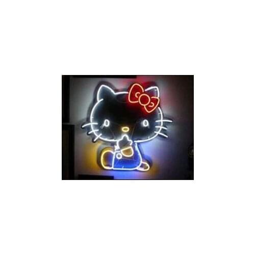 17*14" Cat Bow christmas NEON SIGN Signboard REAL GLASS BEER BAR PUB Billiards store display Restaurant Shop Signs Bulb