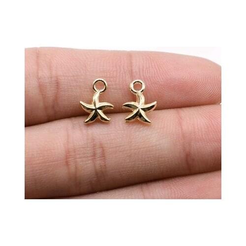 20Pcs 12*7mm KC Gold Little Starfish Charms For DIY Jewelry Making Fashion Earrings Pendant Accessories Handcraft Wholesale