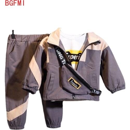 2020 New Fashion Long Sleeve Windproof 3 Pcs/Set Coat+ Pant+Bag Kids Boys Girls Spring Fall Childrens Clothes Unisex Sport Sets