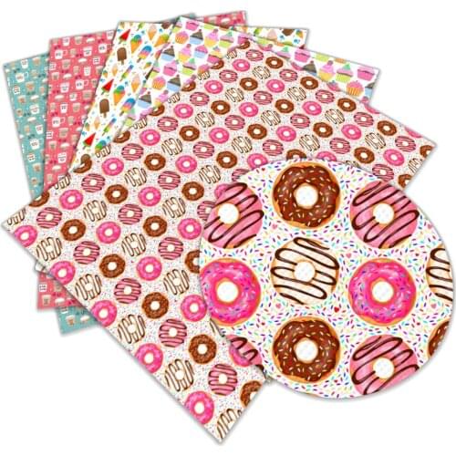 30 cm x 136 cm Dessert Design Printed Synthetic Leather DIY Sewing Garment HairBow Bags L068 L069