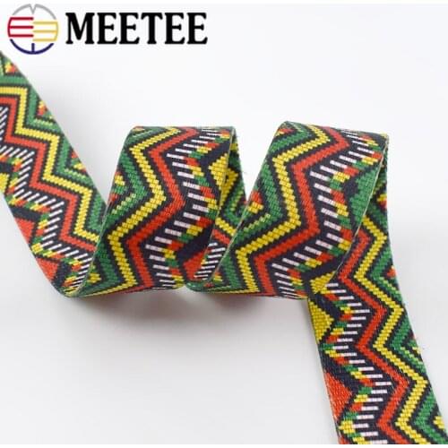 4m 38mm 1mm thick Fashion Printed Ethnic Jacquard Webbing Bags Strap Belt Ribbons DIY Tape Bias Binding Sewing Accessories