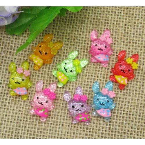 50Pcs Mixed Resin Rabbit Beads Decoration Crafts Flatback Cabochon Scrapbooking Fit Hair Clips Embellishments Diy