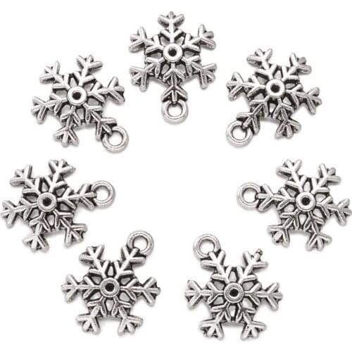 PandaHall 50pc 13x3mm Christmas Tibetan Style Snowflake Pendants for Bracelet Necklace Earrings Jewelry Making DIY Hot