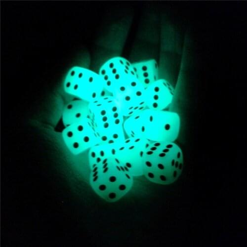 6Pcs/set 14mm 6 Sided Noctilucent Dice Cubes Night Light Luminous Fun Night Bar KTV Entertainment Game Dices Wholesale