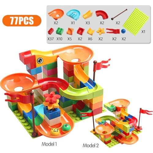77-308PCS Marble Race Run Big Block Compatible city Building Blocks Funnel Slide Blocks DIY Big Bricks Toys For Children gift