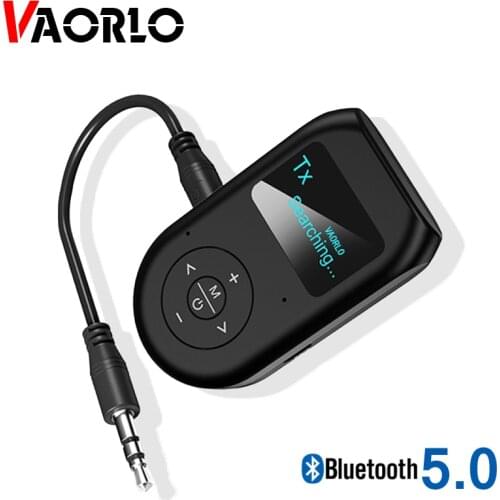 VAORLO LCD Display Bluetooth Adapter 2 In 1 Transmitter Receiver For Speaker Headphones Wireless Stereo Adapter With 3.5MM AUX