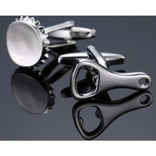 Brand new high quality bottle opener Cufflinks fashion suit jewelry laser metal Cufflinks mens Wedding Shirt Badge Pin