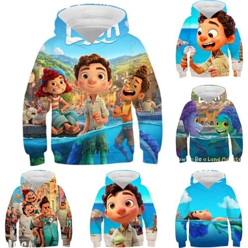 Luca Disney Kids Baby Hoodies Sweatshirts Spring Autumn Boys Girls Pullovers Pixar Luca 3D Print Hoody Unisex Clothes for Teens