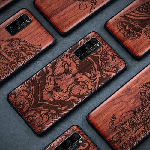 Carveit Wood Case For Honor 30 Pro Plus Carved Original Shell Real Wooden Accessories Soft-Edge Cover Slim Protective Phone Hull