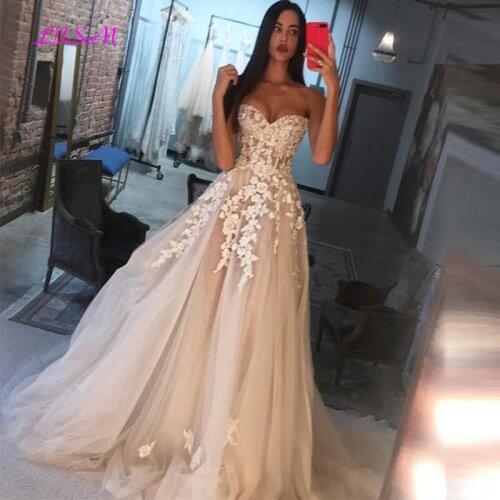 Sweetheart Sleeveless Appliques Tulle Wedding Dress A-Line Princess Wedding Gowns 2020 Bridal Dress Robe De Mariee