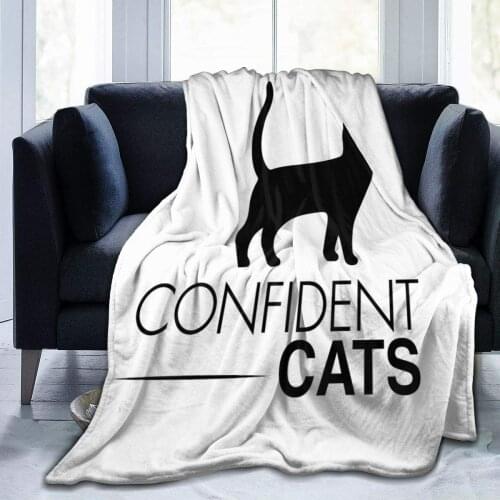 Confident Cat Flannel Fleece Blanket, Super Soft Micro-Velvet Blanket, Super Soft Hypoallergenic Plush Bed Sofa Living Room