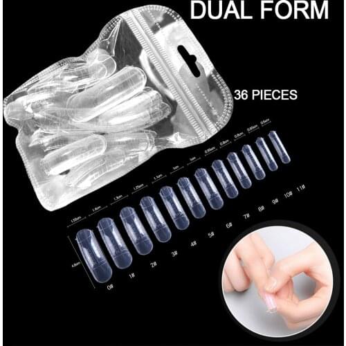 SUPWEE 1 Box Quick Building 36pcs Nail Forms Finger Extension Poly Nail Gel Tips Fiberglass False UV Builder Easy Find Nail Tool
