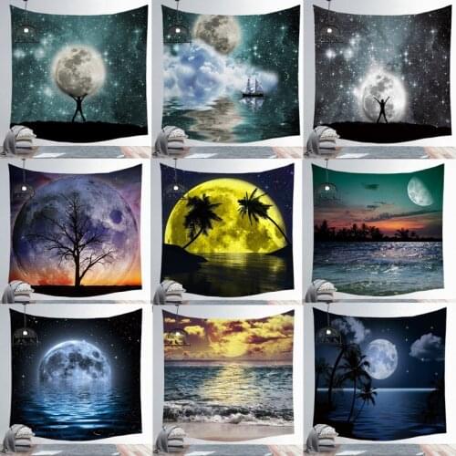 Hot Pin Hanging Cloth Moon Star Tapestry Printing Hanging Picture Tablecloth Beach Towel Wall Decoration Decorative Cloth