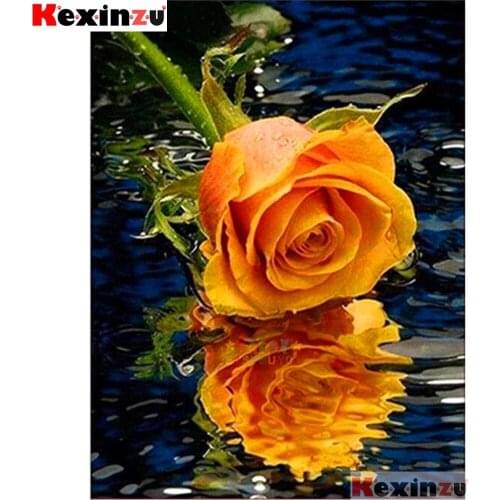 Full Square/Round 5d Diamond Painting-Yellow rose in water-3d Embroidery Cross Stitch Mosaic Full Picture Of Rhinestone Decor Y2