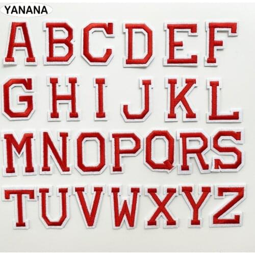 Red Alphabet English Letter Embroidery Iron On Patch For Clothing Badge Paste For Clothes Bag DIY