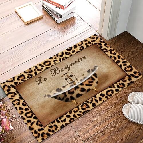 Leopard Print Skin Texture Bathtub Entrance Doormat Floor Mats for Living Rooms Anti-slip Kitchen Bathroom Rugs