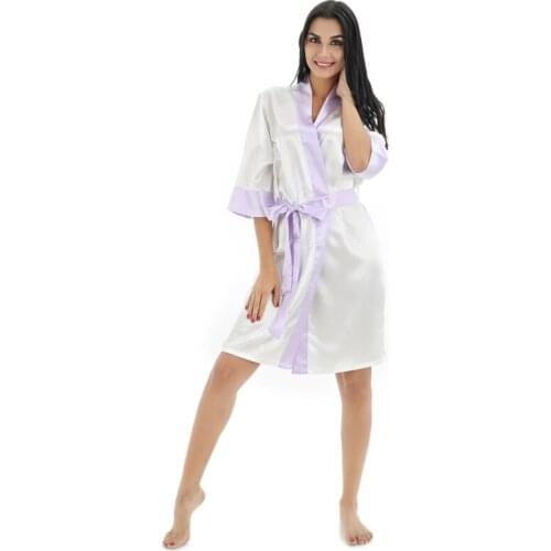Summer Bride Wedding Robe Satin Sleepwear Women Nightgown Sexy Nightdress Lady Kimono Bathrobe Gown Negligee #4151