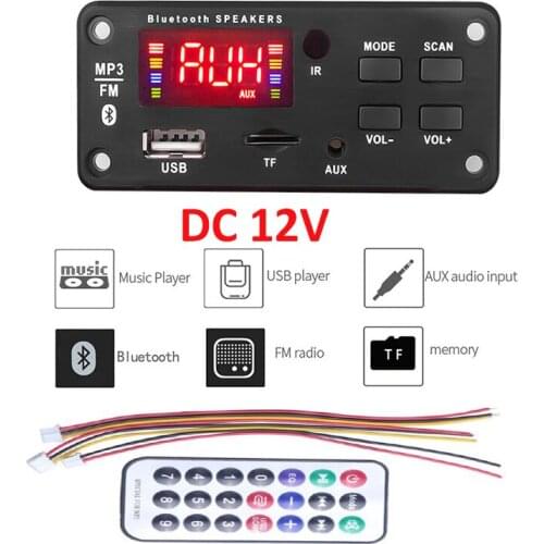 Bluetooth5.0 MP3 Decoder Decoding Board 12V Car USB MP3 Player TF Card Slot / USB / FM Remote Board Module With Remote Control