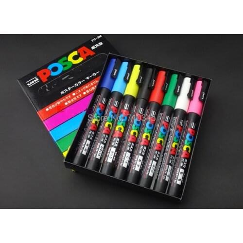 POSCA PC-3M markers set 0.9-1.3mm,8 colors/set