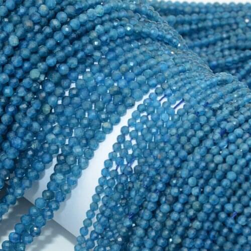 Natural Old Mine Deep Blue Apatite Faceted Round Beads 2.3mm , 3mm