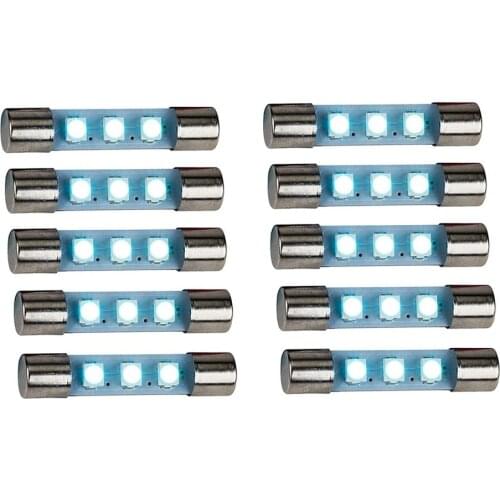 100 New AC8V-COOL BLUE LED FUSE LAMPS FOR STEREO/ 2252B/RECEIVER/AUDIO/2235 2285 2250/STEREO