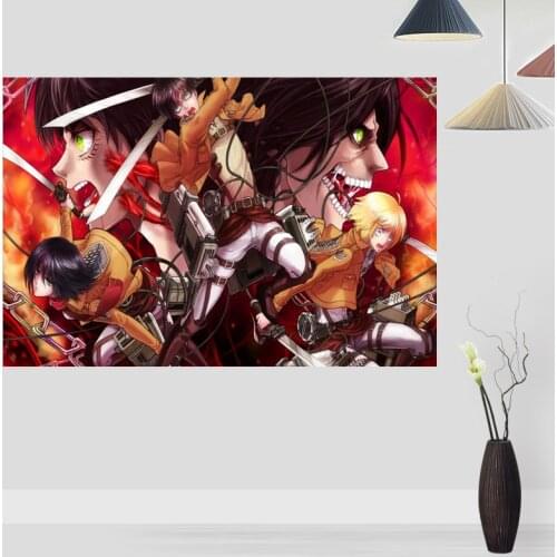 New Anime Attack on Titan Poster On The Wall Modern Anime/Movie/Abstract Rectangle Poster Silk Fabric Cloth Wall Art Unframed