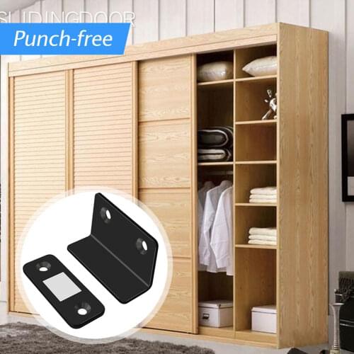 Thin Punch Free L Shaped Anti Collision Door Stopper Invisible Strong Magnetic Suction Closet Sliding Door Furniture Device