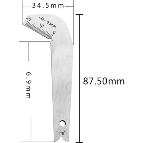 Stainless Steel Corner Front Edge Measuring 118 Degree Twist Drill Bits Angle Gauge Grinding Center Gauge Sharpening Tool