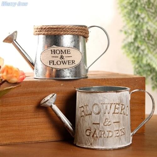 Vintage Metal Iron Flower Watering Barrel Retro Flower Succulent Pot Plant Bucket Home Ornaments Desktop Decoration Bucket