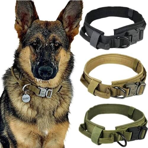 Military Tactical Dog Collar Adjustable Metal Buckle Duarable Dog Collars for Walking Training Large Dogs German Shepherd Collar