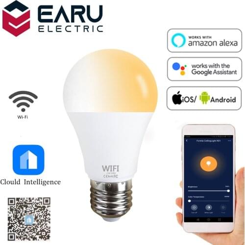 Dimmable 15W B22 E27 WiFi Smart Light Bulb LED Lamp App Operate Alexa Google Assistant Control Wake up Smart Lamp Night Light