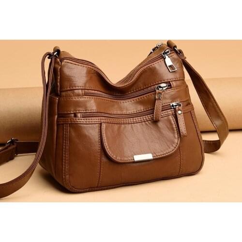 Womens bags 2021new luxury 2-layer zipper handbag leather Shoulder Bags fashion coin purse ladies Multiple pocke messenger bags