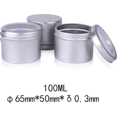 100g Aluminum Jar Container With Window 100ml Metal Display Tin for cream, sugar, storage, display, jewelry F20173363