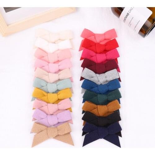 20Pcs/lot Solid Colors Bowknots Hair Clips For Cute Girls Handmade BB Hairpins Boutique Barrettes Headwear Kids Hair Accessories